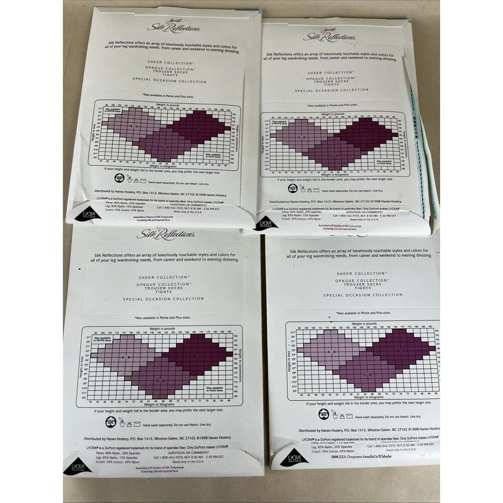 4 Pairs VTG NOS 1998 Hanes Silk Reflections Nylons Pantyhose Sz CD Style 717/719